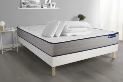 Actisom Pack sommier kit matelas Mémoire de forme avec couette et oreillers