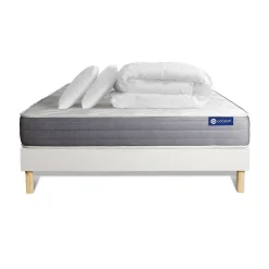 Actisom Pack sommier kit matelas Latex et mémoire de forme avec couette et oreillers