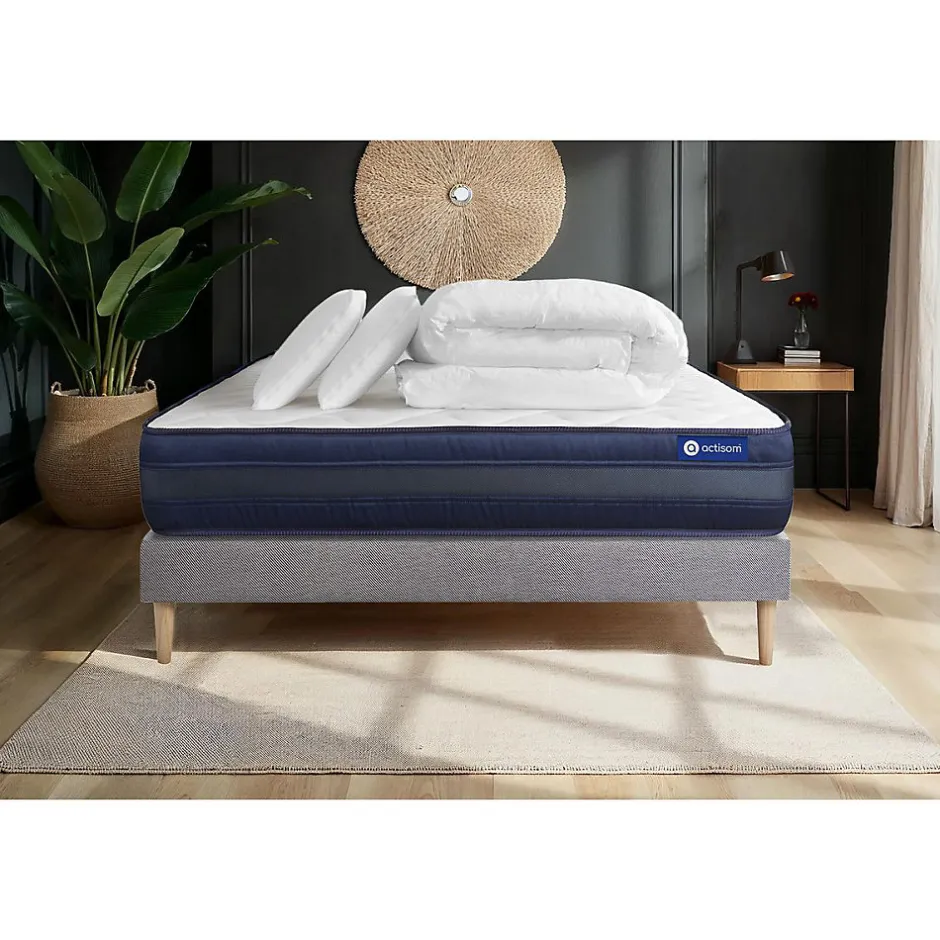 Actisom Pack sommier kit matelas Mémoire de forme avec couette et oreillers Clearance