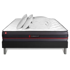 Somness Pack sommier kit matelas Mémoire de forme avec couette et oreillers Discount