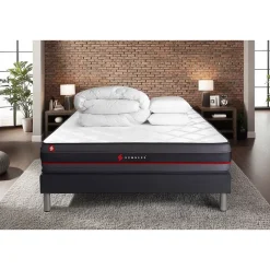 Somness Pack sommier kit matelas Mémoire de forme avec couette et oreillers Discount
