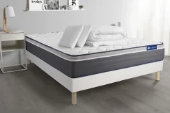 Actisom Pack sommier kit matelas Latex et mémoire de forme avec couette et oreillers New