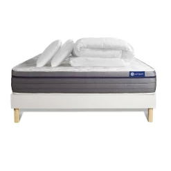 Actisom Pack sommier kit matelas Ressorts ensachés et mémoire de forme avec couette et oreillers Best