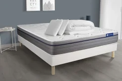 Actisom Pack sommier kit matelas Ressorts ensachés et mémoire de forme avec couette et oreillers Best