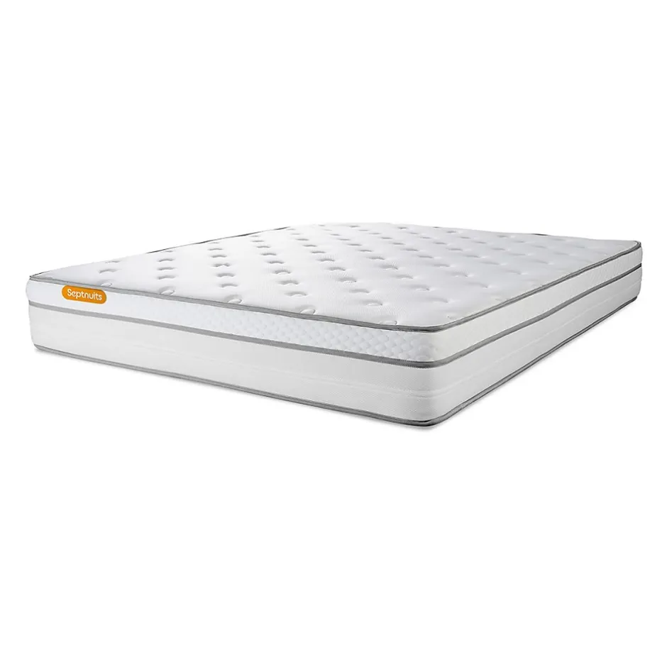 Sept Nuits Pack sommier kit matelas Ressorts ensachés et mémoire de forme avec couette et oreillers