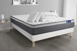 Actisom Pack sommier kit matelas Mémoire de forme avec couette et oreillers