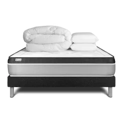 Vitalit Pack sommier kit matelas Mousse polyuréthane à mémoire de forme avec couette et oreillers