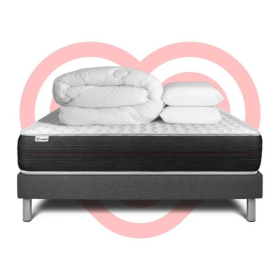 Vitalit Pack sommier kit matelas Ressorts ensachés avec couette et oreillers Online