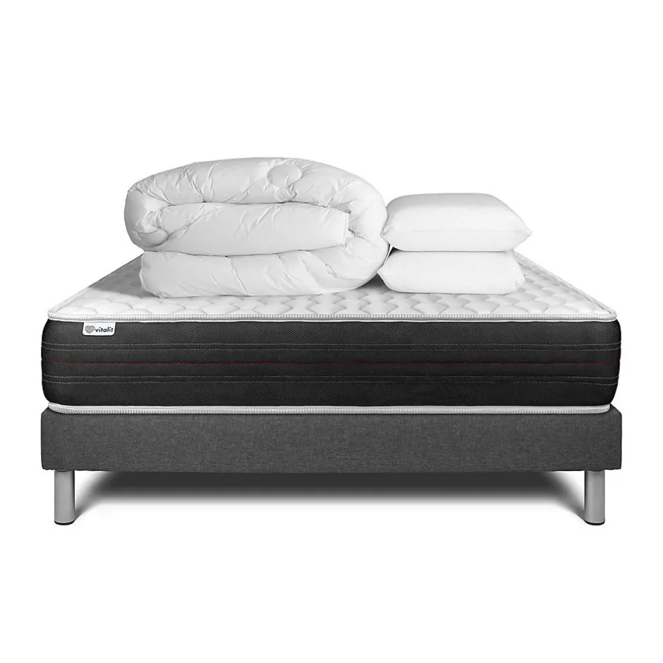 Vitalit Pack sommier kit matelas Ressorts ensachés avec couette et oreillers Online