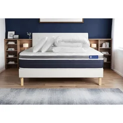 Actisom Pack sommier kit matelas Latex et mémoire de forme avec couette et oreillers
