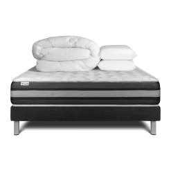 Vitalit Pack sommier kit matelas Ressorts ensachés et mémoire de forme avec couette et oreillers