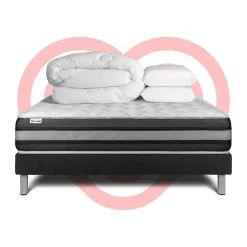 Vitalit Pack sommier kit matelas Ressorts ensachés et mémoire de forme avec couette et oreillers