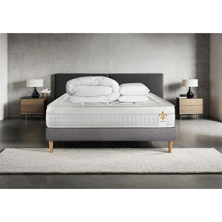 Litier Deluxe Pack sommier kit matelas Ressorts ensachés et mémoire de forme avec couette et oreillers