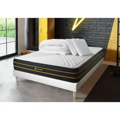 Sleepfit Pack sommier kit matelas Mémoire de forme et micro ressorts ensachés avec couette et oreillers