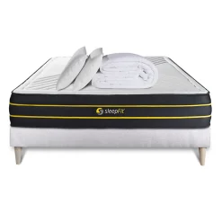 Sleepfit Pack sommier kit matelas Mémoire de forme et micro ressorts ensachés avec couette et oreillers