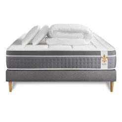 Litier Deluxe Pack sommier kit matelas Ressorts ensachés et mémoire de forme avec couette et oreillers