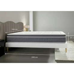 Litier Deluxe Pack sommier kit matelas Ressorts ensachés et mémoire de forme avec couette et oreillers