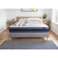 Actisom Pack sommier kit matelas Mémoire de forme avec couette et oreillers