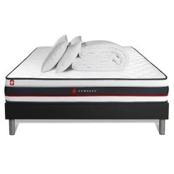 Somness Pack sommier kit matelas Mousse avec couette et oreillers
