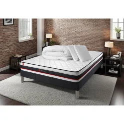 Somness Pack sommier kit matelas Mousse avec couette et oreillers