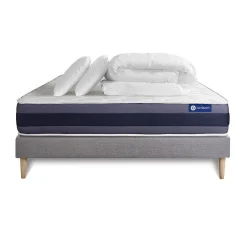 Actisom Pack sommier kit matelas Latex et mémoire de forme avec couette et oreillers Outlet