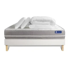 Actisom Pack sommier kit matelas Latex et mémoire de forme avec couette et oreillers Discount