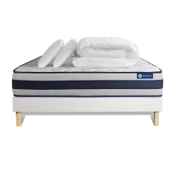 Actisom Pack sommier kit matelas Mémoire de forme avec couette et oreillers