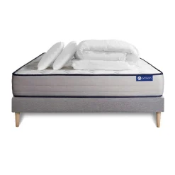 Actisom Pack sommier kit matelas Ressorts ensachés et mémoire de forme avec couette et oreillers Clearance