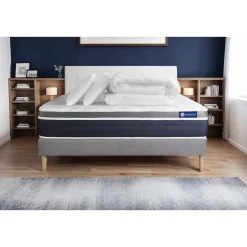 Actisom Pack sommier kit matelas Latex et mémoire de forme avec couette et oreillers Hot