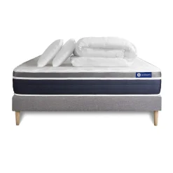 Actisom Pack sommier kit matelas Latex et mémoire de forme avec couette et oreillers Hot