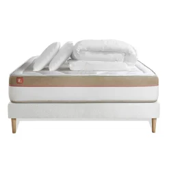 Marmottes & Co Pack sommier kit matelas Mémoire de forme avec couette et oreillers Clearance