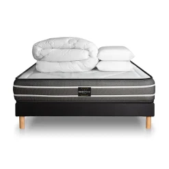 Prestige Literie Pack sommier kit matelas Ressorts ensachés et mémoire de forme avec couette et oreillers Outlet