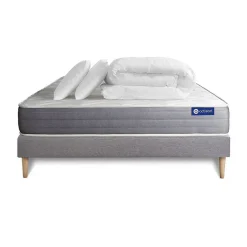 Actisom Pack sommier kit matelas Latex et mémoire de forme avec couette et oreillers Clearance