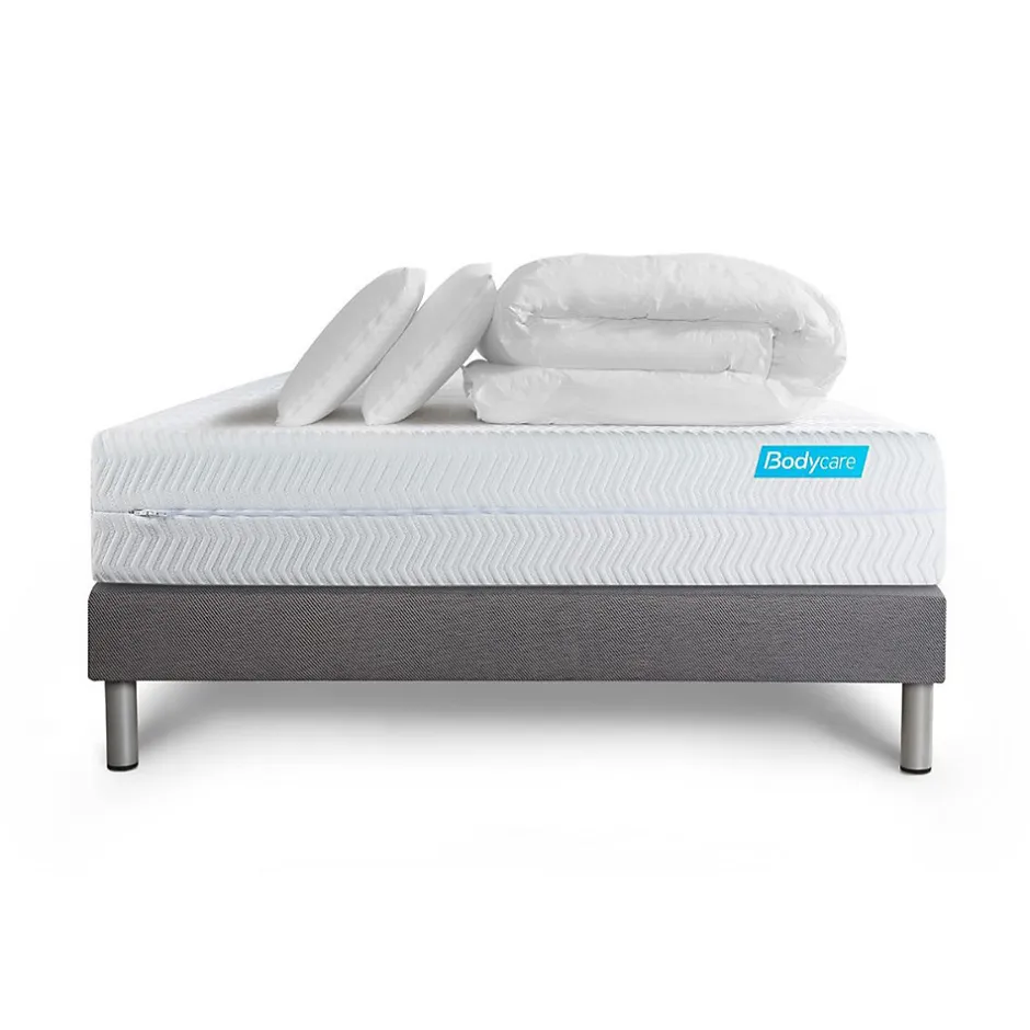 Bodycare Pack sommier tapissier matelas Mémoire de forme avec couette et oreillers