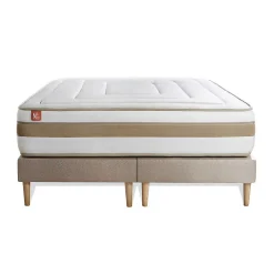 Marmottes & Co Pack sommier tapissier matelas Ressorts ensachés et mémoire de forme avec couette et oreillers