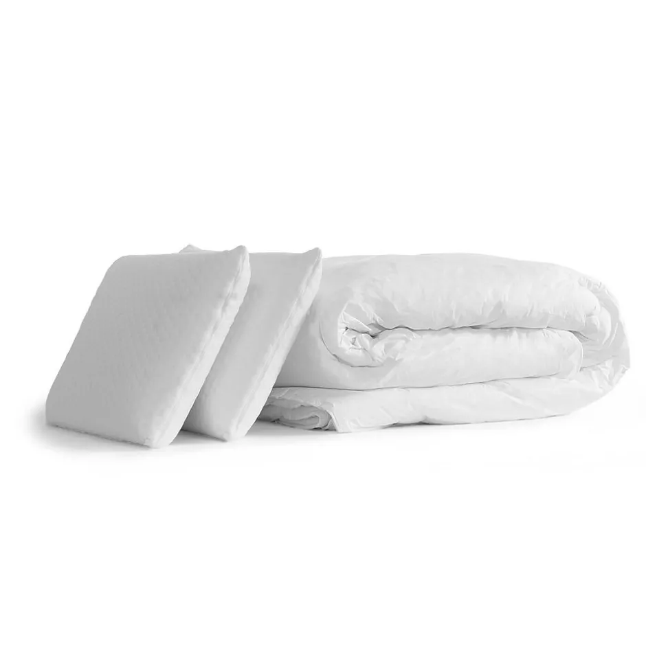 Somness Pack sommier tapissier matelas Ressorts ensachés et mémoire de forme avec couette et oreillers