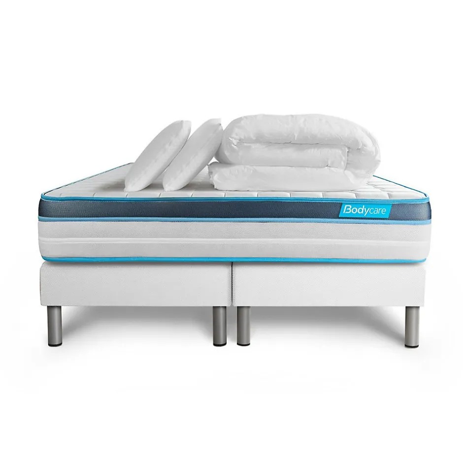 Bodycare Pack sommier tapissier matelas Mémoire de forme avec couette et oreillers
