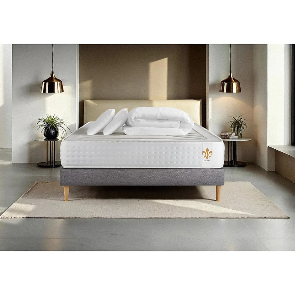 Litier Deluxe Pack sommier tapissier matelas Ressorts ensachés et mémoire de forme avec couette et oreillers