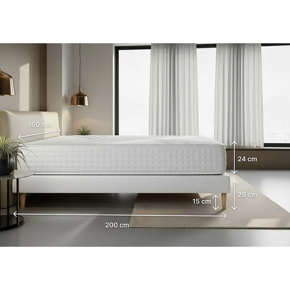 Litier Deluxe Pack sommier tapissier matelas Ressorts ensachés et mémoire de forme avec couette et oreillers