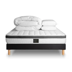 Prestige Literie Pack sommier tapissier matelas Mémoire de forme avec couette et oreillers