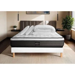 Prestige Literie Pack sommier tapissier matelas Ressorts ensachés et mémoire de forme avec couette et oreillers Clearance