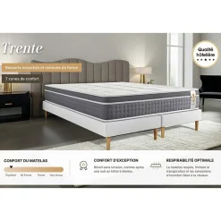 Litier Deluxe Pack sommier tapissier matelas Ressorts ensachés et mémoire de forme avec couette et oreillers Best