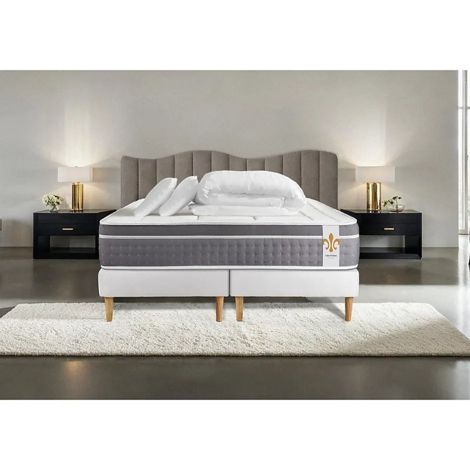 Litier Deluxe Pack sommier tapissier matelas Ressorts ensachés et mémoire de forme avec couette et oreillers Best