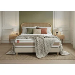 Marmottes & Co Pack sommier tapissier matelas Ressorts ensachés et mémoire de forme avec couette et oreillers