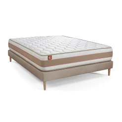 Marmottes & Co Pack sommier tapissier matelas Ressorts ensachés et mémoire de forme avec couette et oreillers