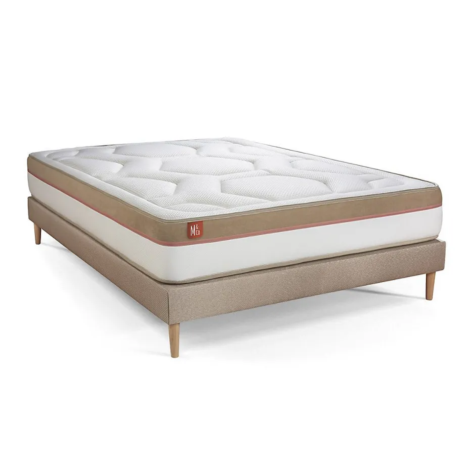 Marmottes & Co Pack sommier tapissier matelas Mémoire de forme avec couette et oreillers Clearance