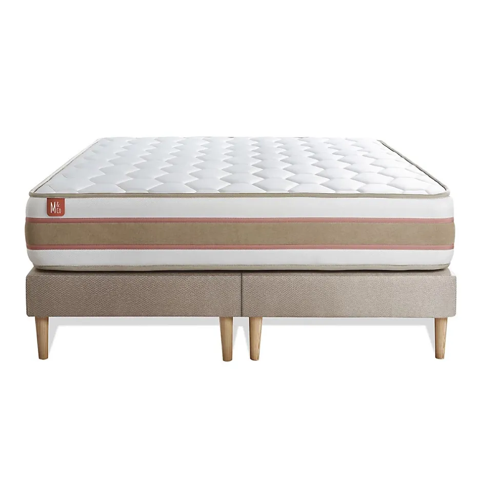 Marmottes & Co Pack sommier tapissier matelas Ressorts ensachés et mémoire de forme avec couette et oreillers Sale