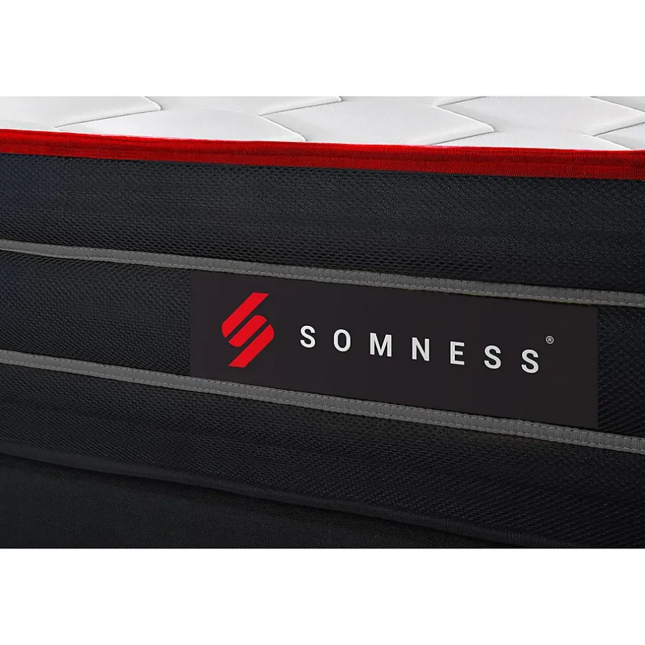 Somness Pack sommier tapissier matelas Ressorts ensachés et mémoire de forme avec couette et oreillers