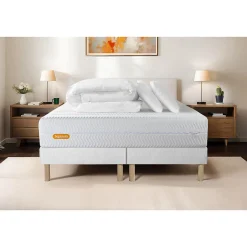 Sept Nuits Pack sommier tapissier matelas Mémoire de forme avec couette et oreillers