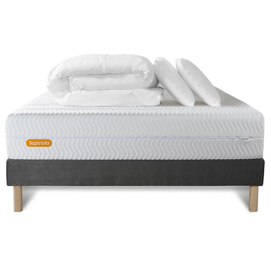 Sept Nuits Pack sommier tapissier matelas Mémoire de forme avec couette et oreillers Clearance